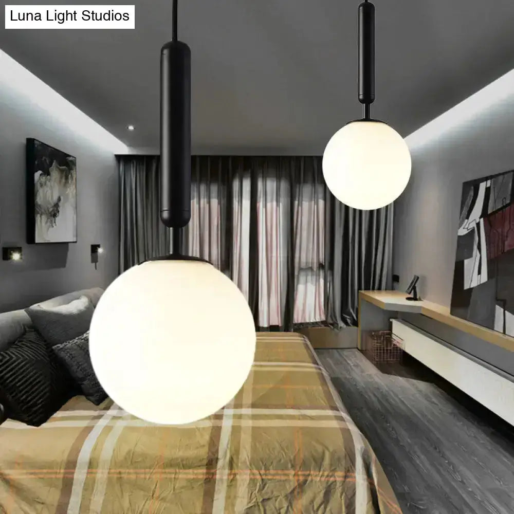 Modernist Black Gold White Glass Pendant Light