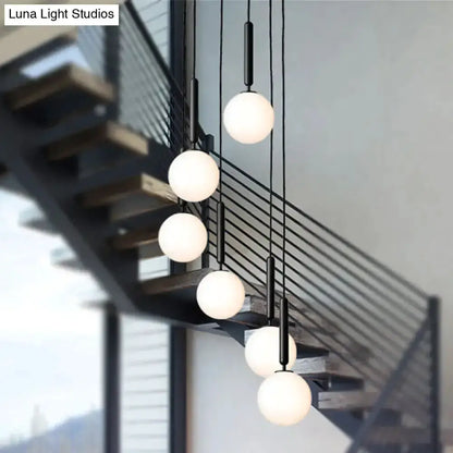 Modernist Black Gold White Glass Pendant Light