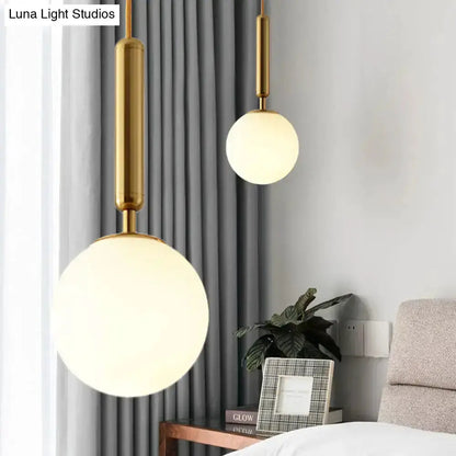 Modernist Black Gold White Glass Pendant Light