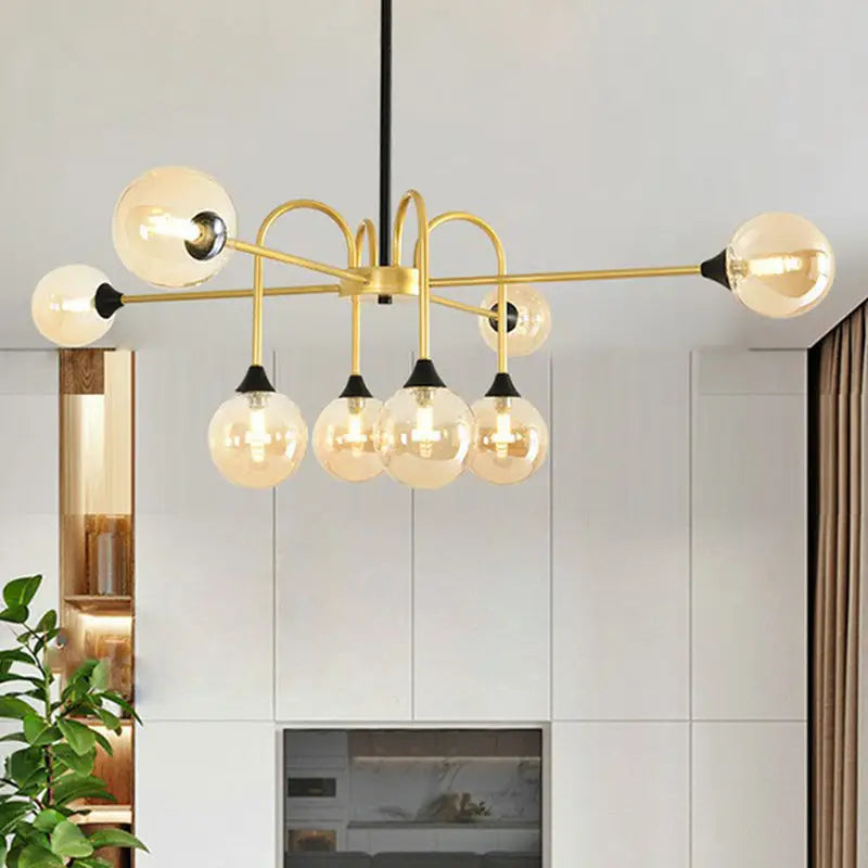 Gold Clear Glass Chandelier by Decorbites, gold finish with globe bulbs on Tampa Home & Garden Store