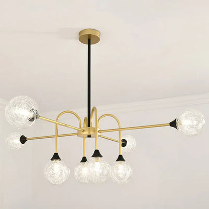 Gold Clear Glass Chandelier by Decorbites, brass-gold arms with clear glass globe lights on Tampa Home & Garden Store