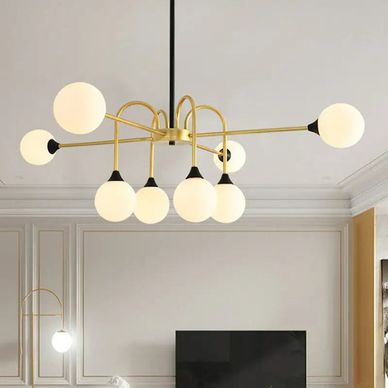 Gold clear-glass globe chandelier with frosted bulbs, multi-arm Decorbites lighting on Tampa Home & Garden Store