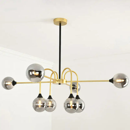 Gold Clear Glass Chandelier by Decorbites, brass frame with multiple glass globes on Tampa Home & Garden Store