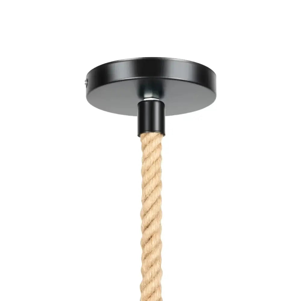 Hemp rope pendant light with black canopy for living room decor on Tampa Home & Garden Store