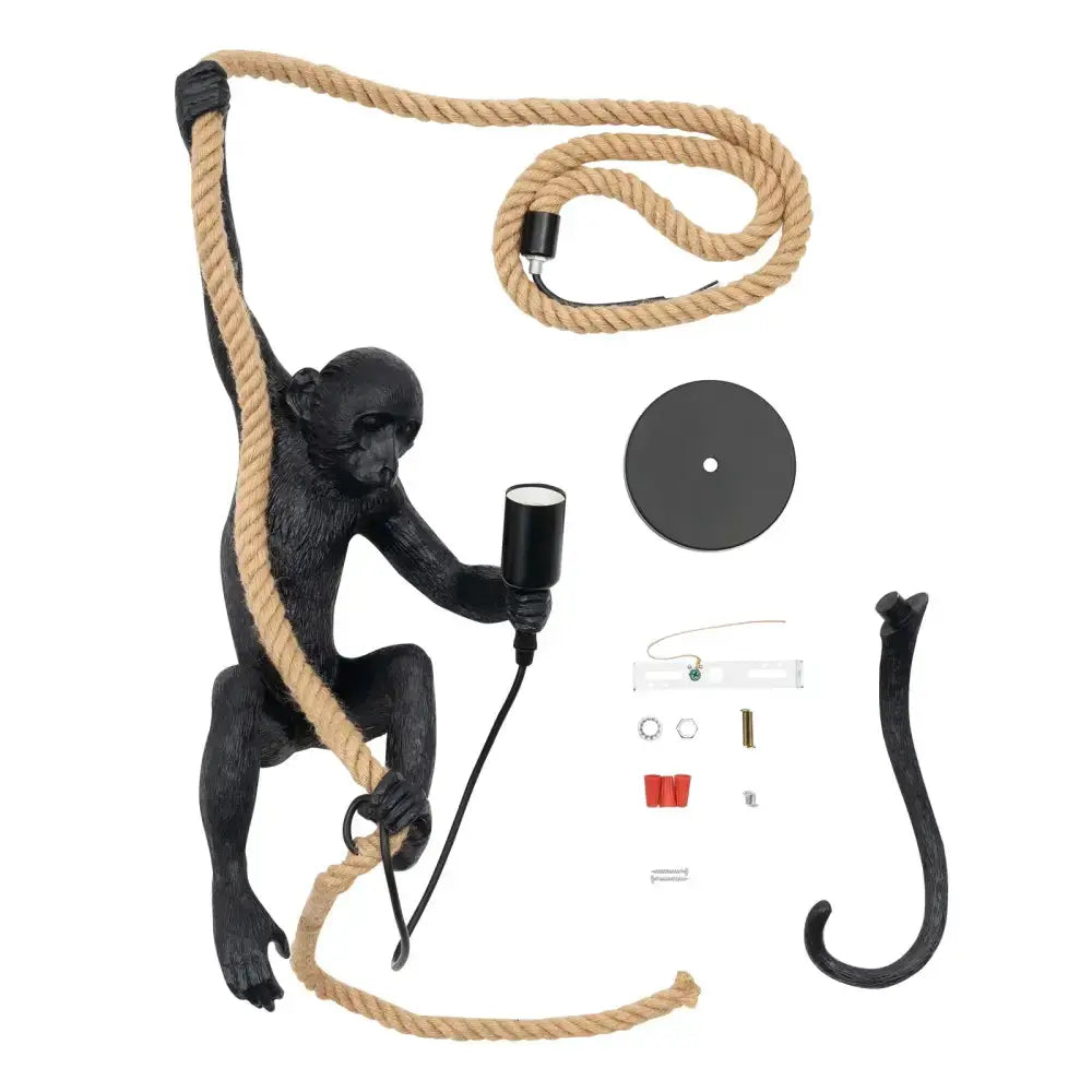 Gold monkey pendant lamp with hemp rope by Decorbites, living room light on Tampa Home & Garden Store
