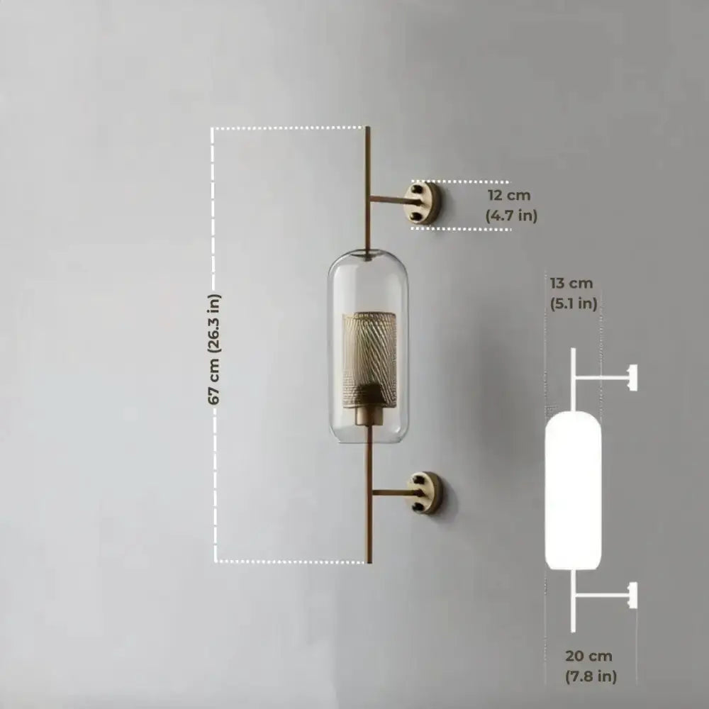 Modern Moroccan Brass and Amber Glass Wall Sconce