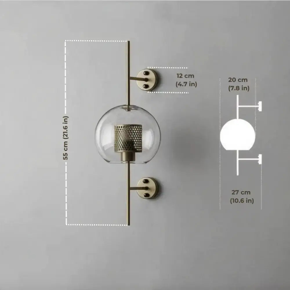 Modern Moroccan Brass and Amber Glass Wall Sconce