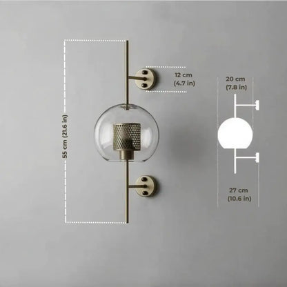 Modern Moroccan Brass and Amber Glass Wall Sconce
