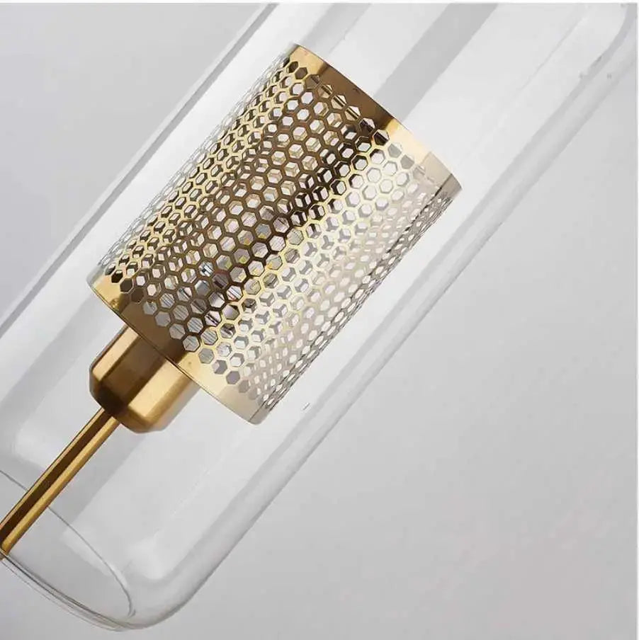 Modern Moroccan Brass and Amber Glass Wall Sconce