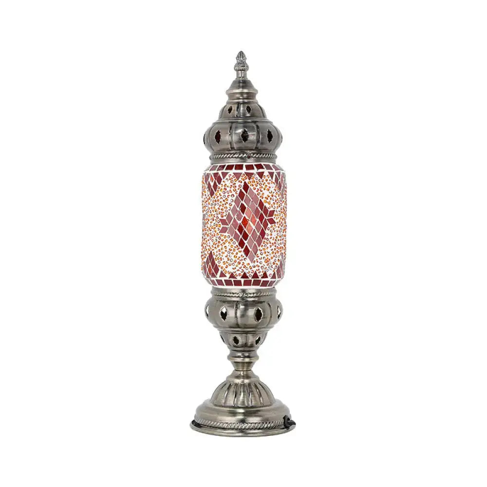 Red Mosaic Nickel Table Lamp by Decorbites with a red glass mosaic shade and nickel finish on Tampa Home & Garden Store