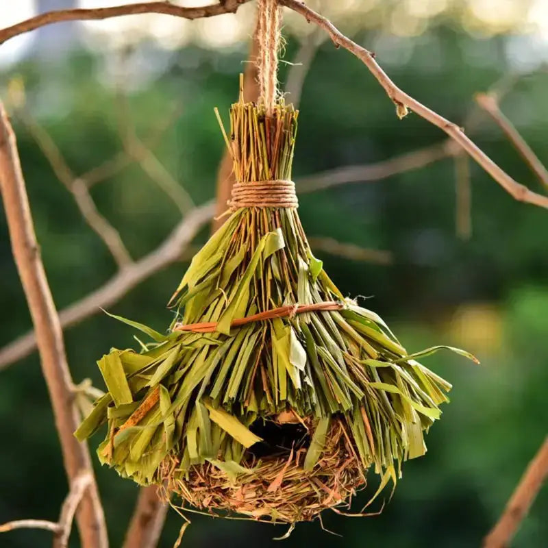 Rustic handwoven natural grass bird cage hanging decor for outdoor garden on Tampa Home & Garden Store
