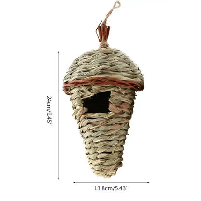Bird cage rustic handwoven natural grass cone-shaped hanging decor by Decorbites for outdoors on Tampa Home & Garden Store