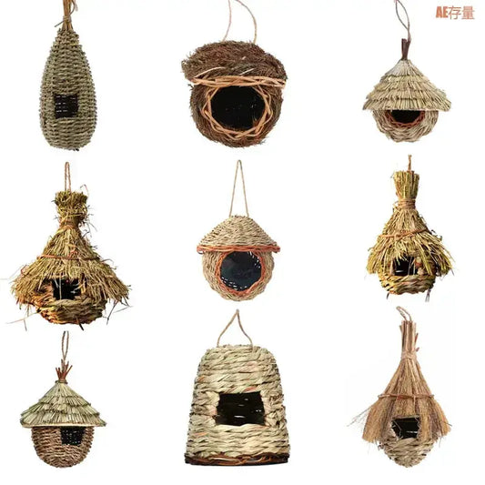 Nine rustic handwoven grass bird cages for outdoor decor by Decorbites on Tampa Home & Garden Store
