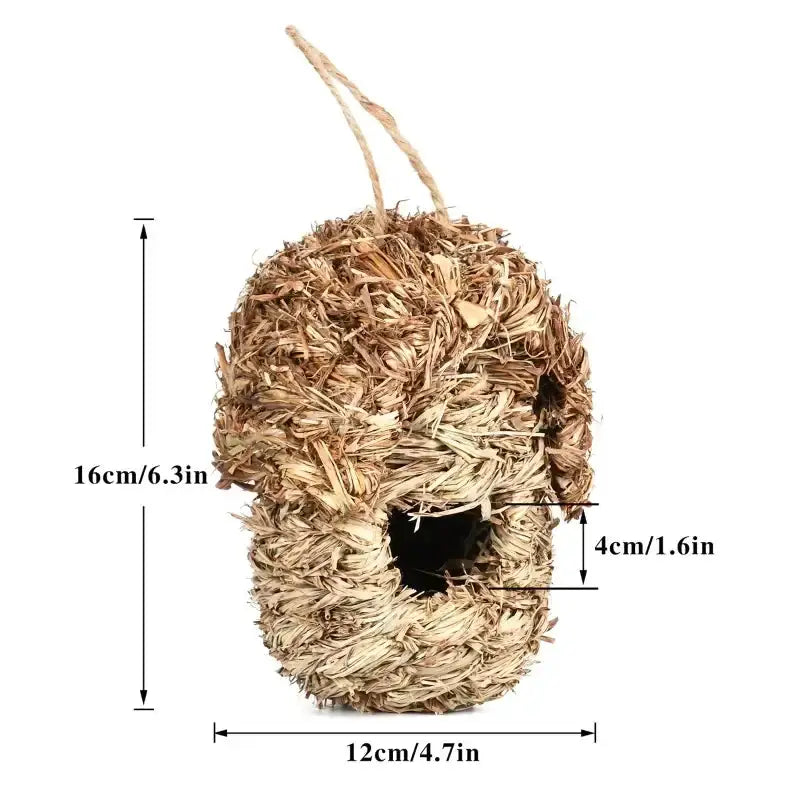 Rustic handwoven natural grass bird cage with hanging rope, outdoor garden decor Decorbites on Tampa Home & Garden Store