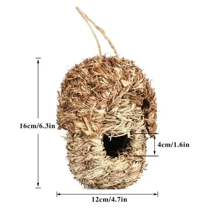 Rustic handwoven natural grass bird cage with hanging rope, outdoor garden decor Decorbites on Tampa Home & Garden Store