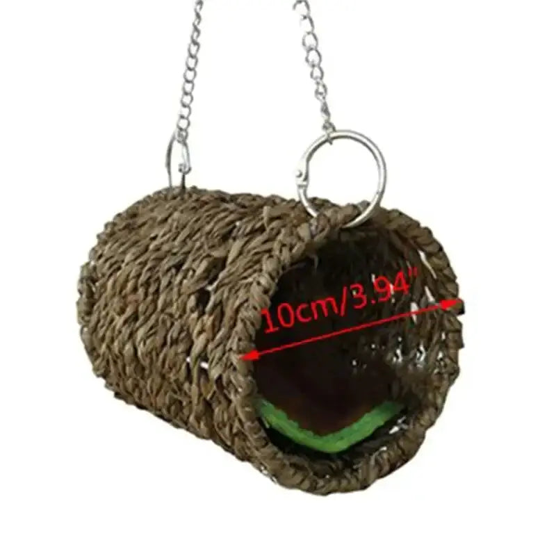 Handwoven natural grass parrot nest bird cage for outdoor gardens, brown hanging decor by Decorbites on Tampa Home & Garden Store