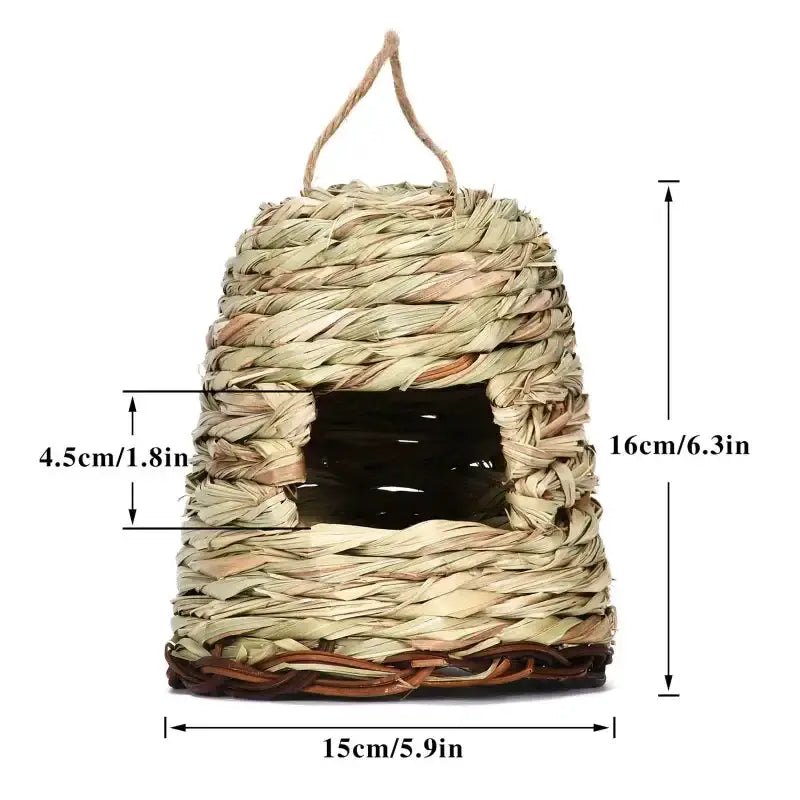 Handwoven natural grass parrot nest bird cage by Decorbites outdoor hanging beige-brown on Tampa Home & Garden Store