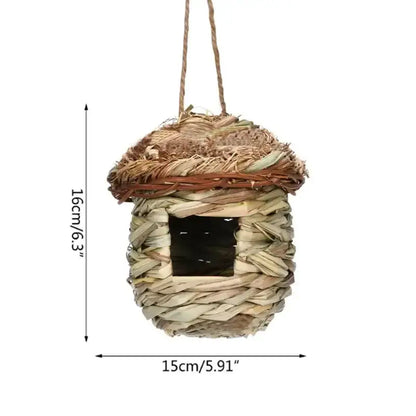 Decorbites handwoven natural grass parrot nest bird cage hanging rope, 16x15 cm on Tampa Home & Garden Store