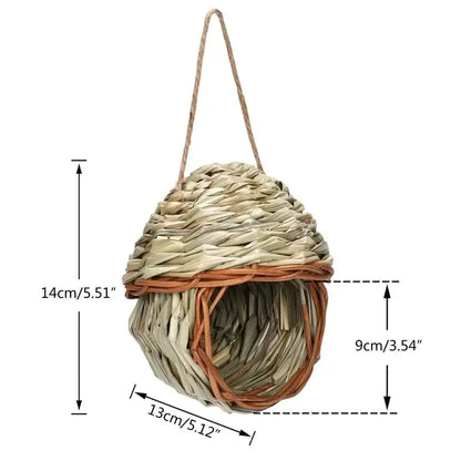 Handwoven natural grass parrot nest bird cage with hanging rope for outdoor use on Tampa Home & Garden Store