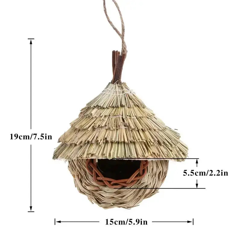 Handwoven grass parrot nest cage by Decorbites 19cm tall 15cm dia on Tampa Home & Garden Store