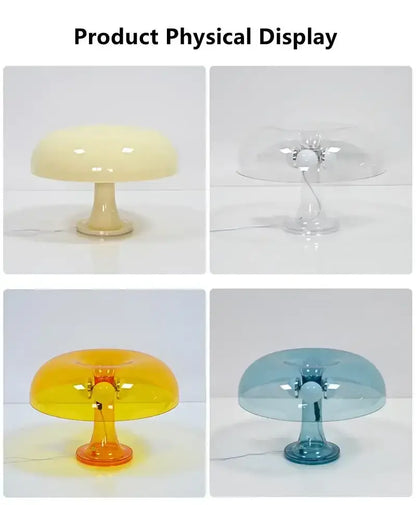Mushroom LED table lamp by Decorbites, four colors: cream, clear, amber, teal bedside lamps on Tampa Home & Garden Store