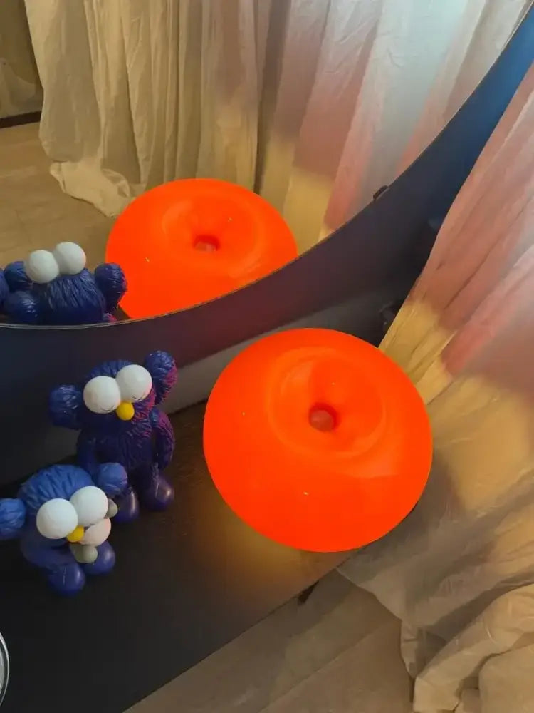2 Black LED Mushroom Lamps by Decorbites, bedside table lamps with orange glow on Tampa Home & Garden Store