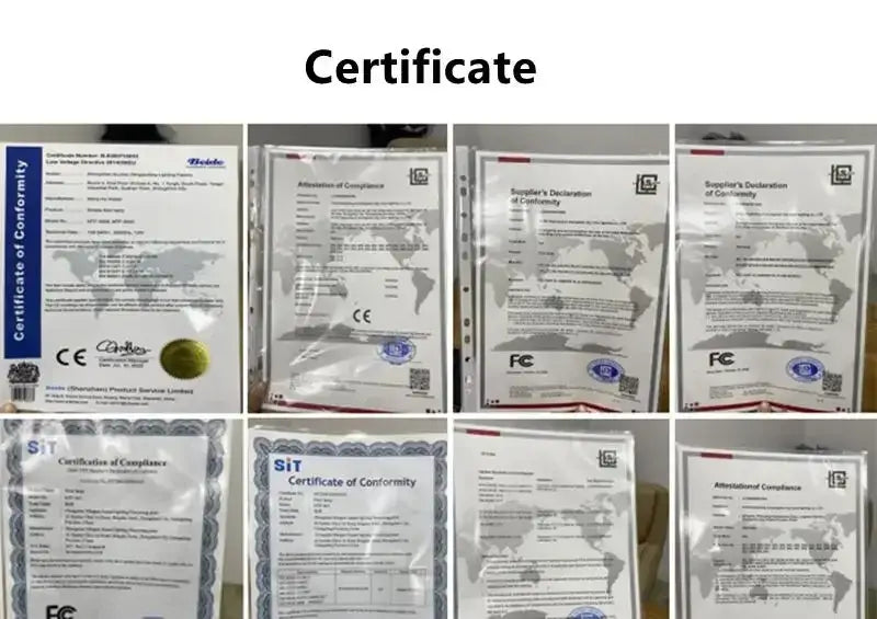 Eight certificate documents collage with blue borders and official seals on Tampa Home & Garden Store