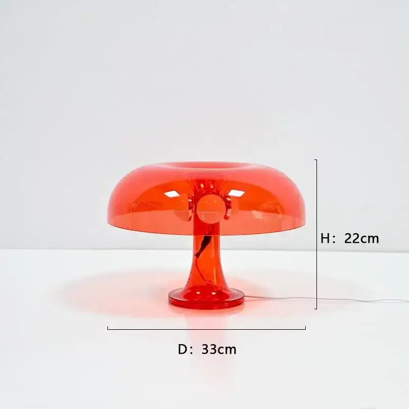 Black LED Mushroom Lamp red plastic bedside table lamp by Decorbites, 22 cm high, 33 cm diameter on Tampa Home & Garden Store