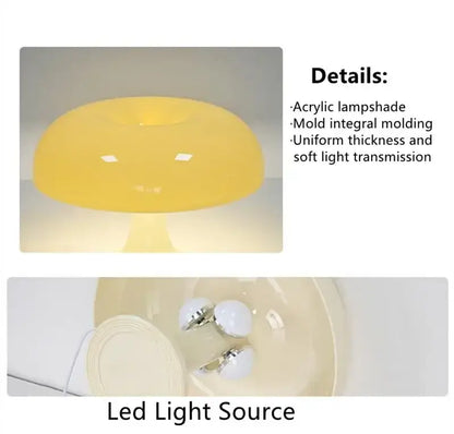 Black LED Mushroom Lamp table lamp with yellow acrylic shade, Decorbites bedside LED on Tampa Home & Garden Store