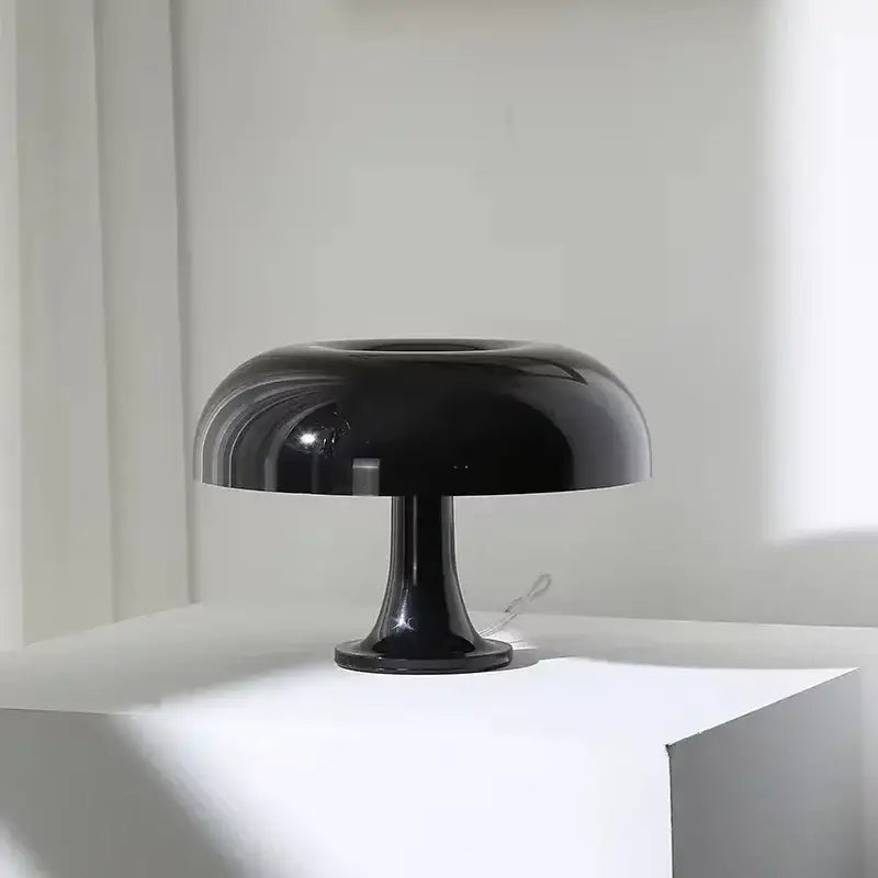 Black LED Mushroom Lamp by Decorbites, dome shade on pedestal base, bedside table lamp on Tampa Home & Garden Store