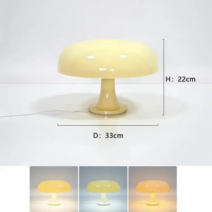 Cream-yellow LED mushroom table lamp by Decorbites for bedside use on Tampa Home & Garden Store