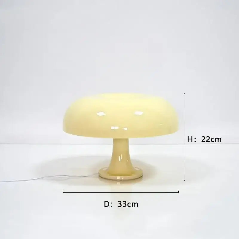 Yellow LED mushroom table lamp by Decorbites, glossy bedside lamp with dome shade, H22cm D33cm on Tampa Home & Garden Store