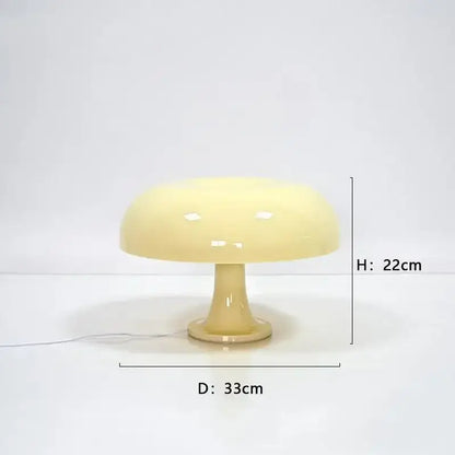 Yellow LED mushroom table lamp by Decorbites, glossy bedside lamp with dome shade, H22cm D33cm on Tampa Home & Garden Store
