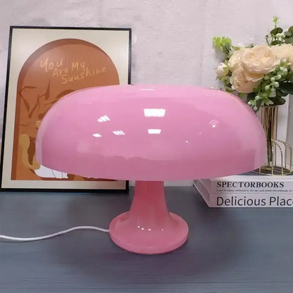 Decorbites pink LED mushroom table lamp for bedside with glossy dome shade on Tampa Home & Garden Store