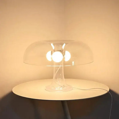 Black LED Mushroom Lamp by Decorbites, transparent glass shade, bedside table lamp on Tampa Home & Garden Store