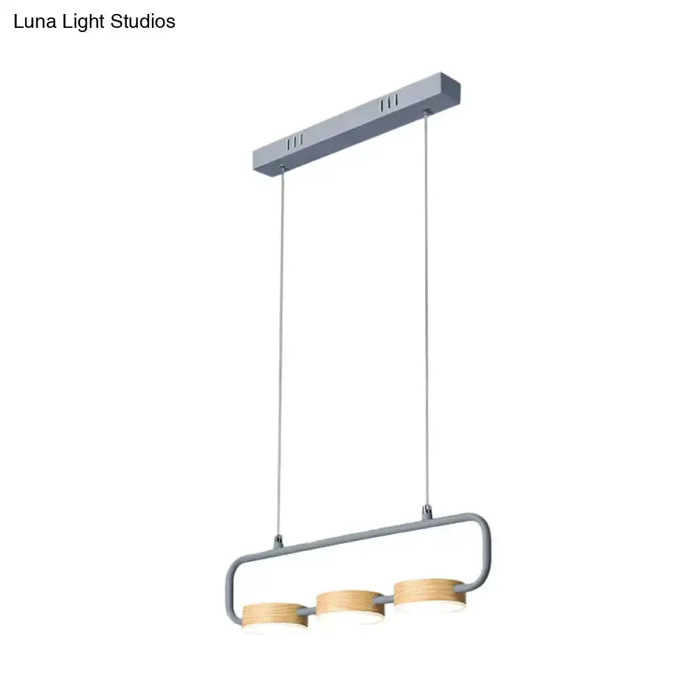 Hanging pendant light Decorbites mint green with wood accents, 3-light bar for island on Tampa Home & Garden Store