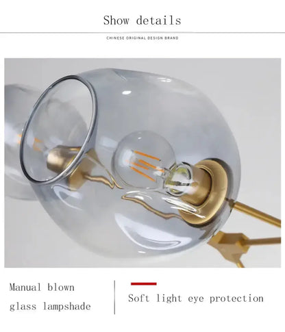 Chandelier Amber glass globe Nordic hanging light by Decorbites, brass hardware on Tampa Home & Garden Store