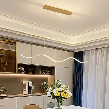 Chandelier modern gold wave LED pendant light by Decorbites for dining room on Tampa Home & Garden Store