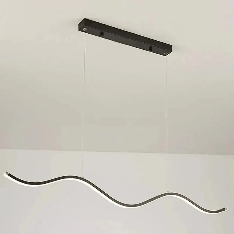Modern gold wave LED pendant light chandelier with a black ceiling mount on Tampa Home & Garden Store