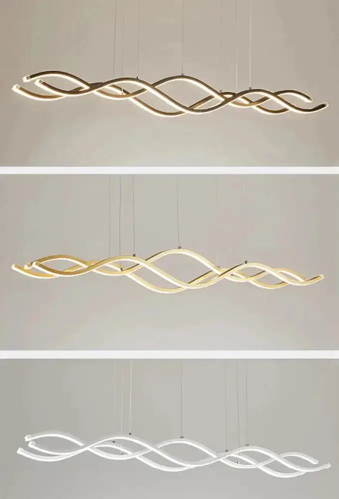 Chandelier: modern gold wave LED pendant lights, Nordic Decorbites, set of 3 on Tampa Home & Garden Store