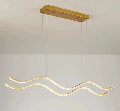 Chandelier Modern white wavy LED pendant light with gold canopy on Tampa Home & Garden Store