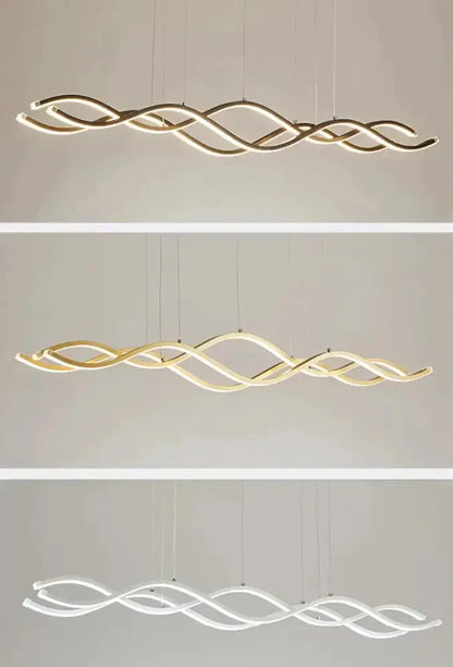 Chandelier modern gold wave LED pendant light with 3 finishes for dining rooms on Tampa Home & Garden Store