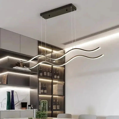 Chandelier Decorbites modern black and white wavy LED pendant lights for dining room on Tampa Home & Garden Store