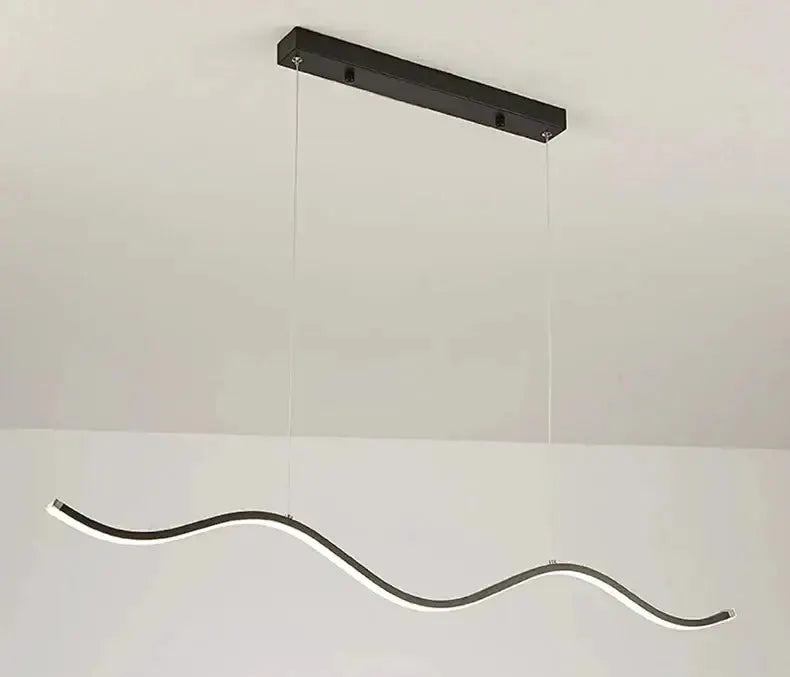 Pendant light Decorbites black and white wavy LED bar for dining room on two cords on Tampa Home & Garden Store