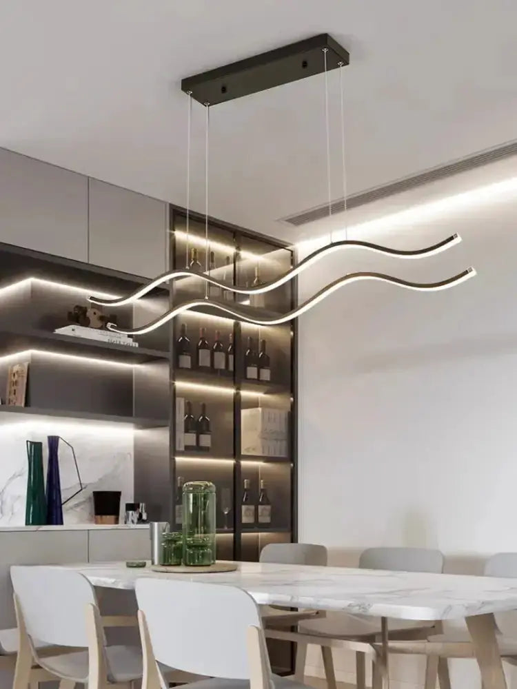 Chandelier Modern white wavy LED pendant light by Decorbites, 3-wave dining room fixture on Tampa Home & Garden Store