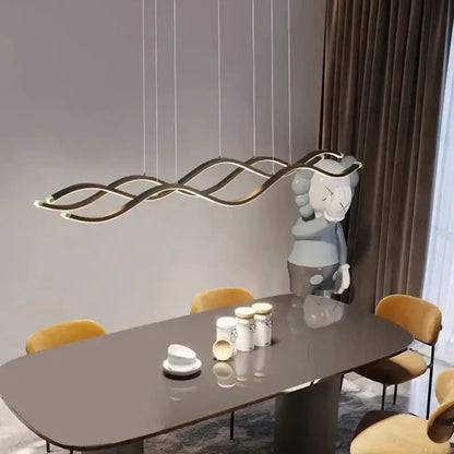 Chandelier Decorbites modern wave LED pendant lights in metallic finish for dining room on Tampa Home & Garden Store
