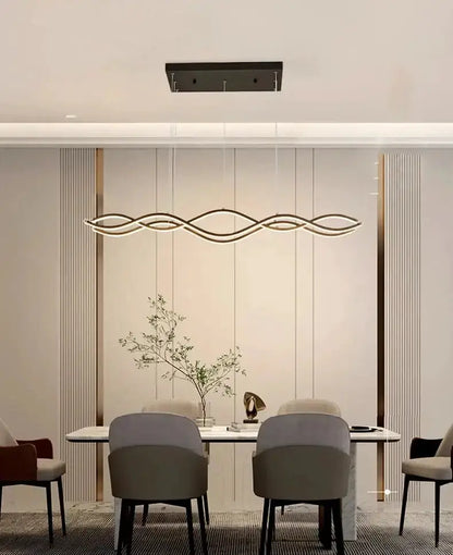 Chandelier Decorbites modern black and white wavy LED pendant lights for dining room on Tampa Home & Garden Store