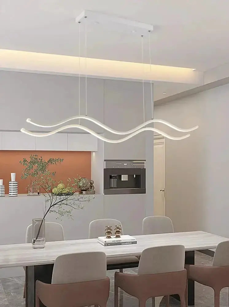 Chandelier Decorbites modern black & white wavy LED pendant lights for dining room on Tampa Home & Garden Store