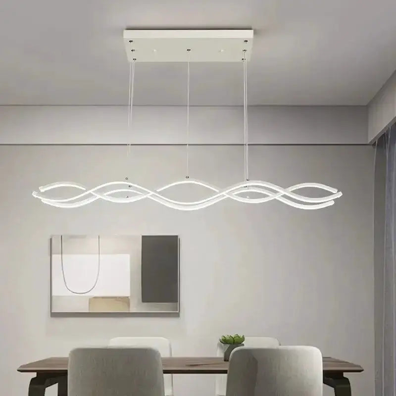 Chandelier modern white wavy LED pendant light over dining table Decorbites on Tampa Home & Garden Store