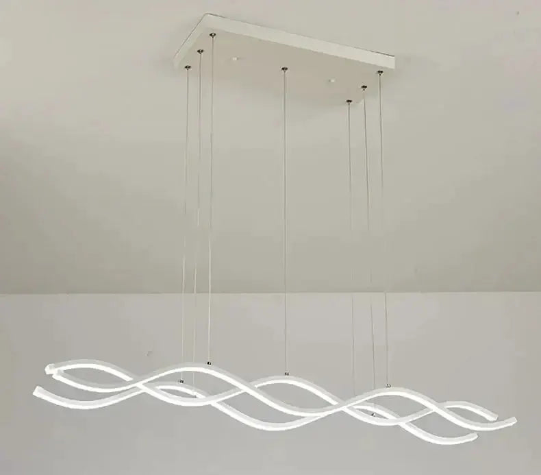 Chandelier modern gold LED wave with curved illuminated tubes, ceiling-mounted Nordic style on Tampa Home & Garden Store